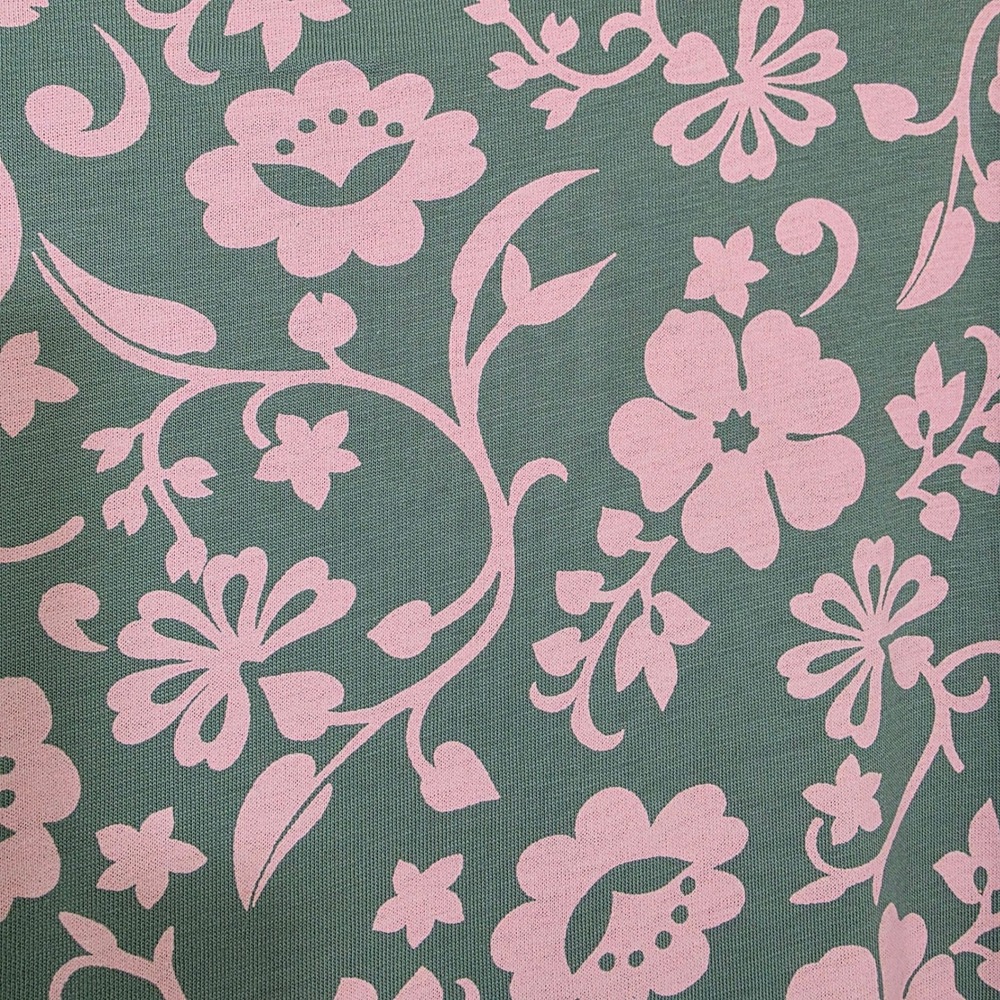 Lands End Womens T Shirt Pink Floral Sage Green Cotton Short Sleeve Casual XL - Picture 10 of 11